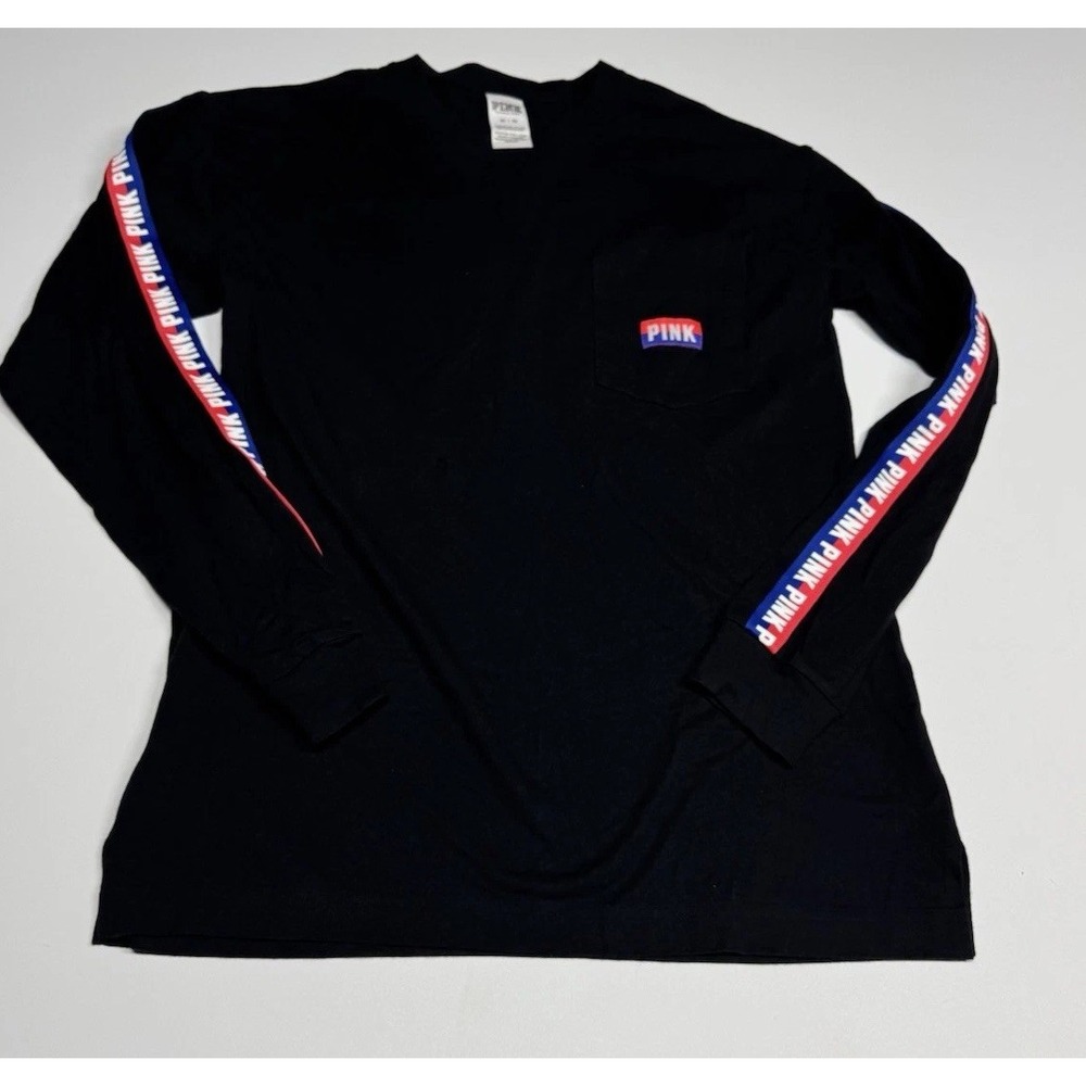 VINTAGE Victoria Secret Pink Shirt Women's Xs Black Long Sleeve Y2K Skater